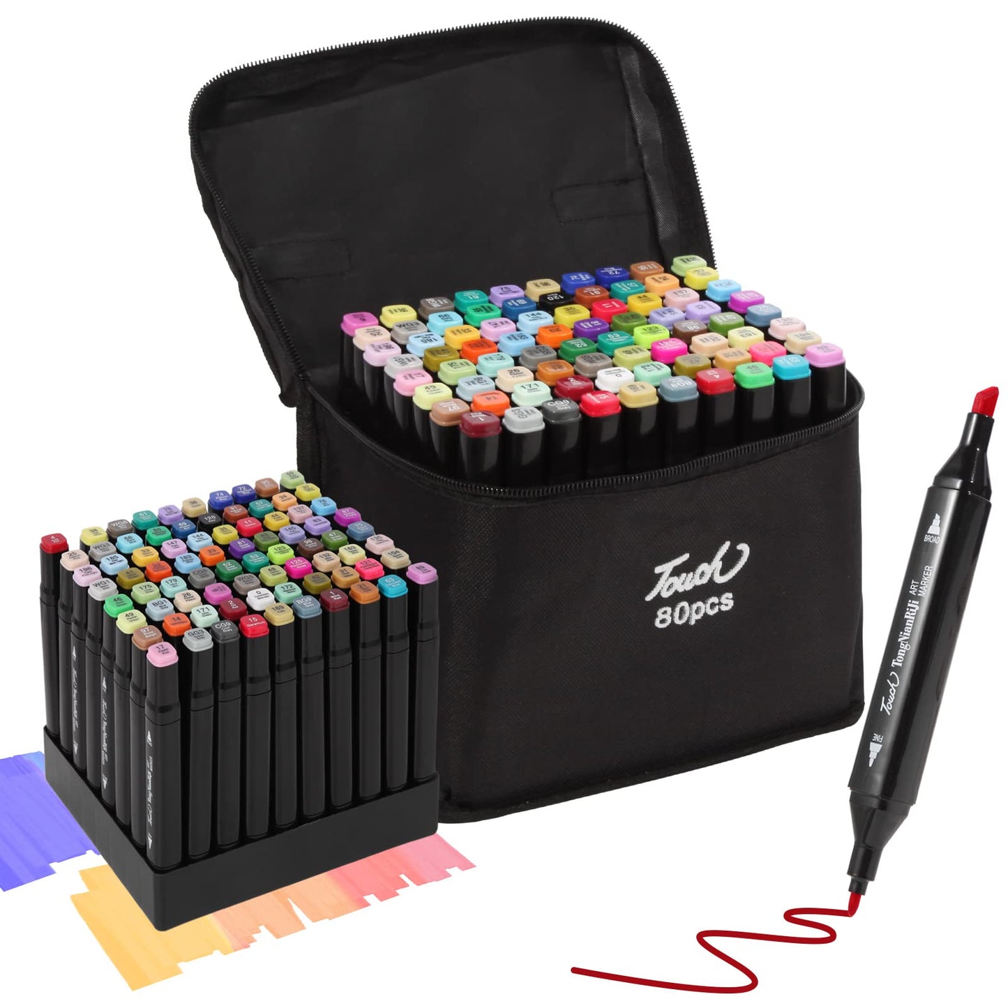 80 Colors Dual Tips Alcohol Markers Set with Pen Holder