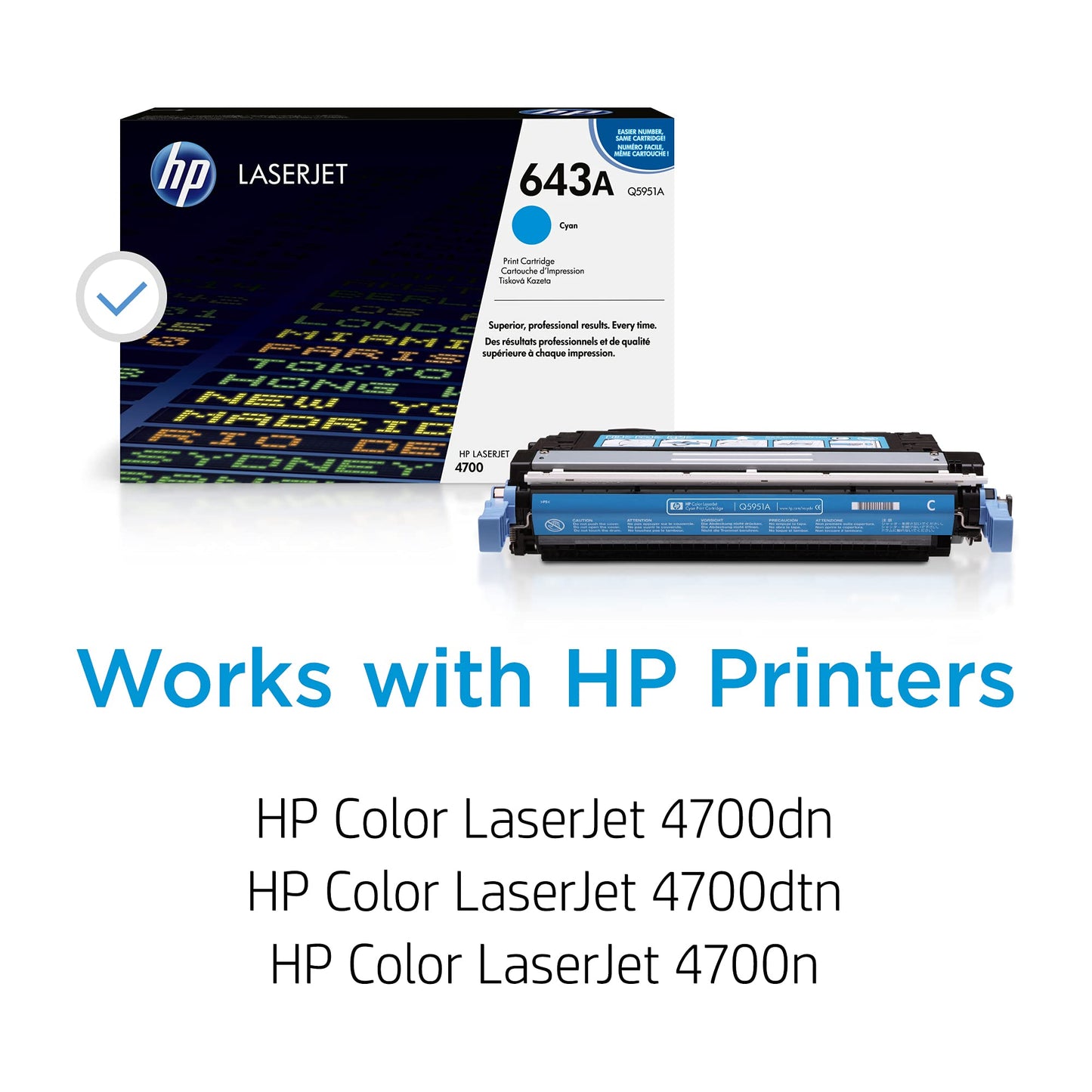 Original 643A Cyan Toner Cartridge | Works with Color LaserJet 4700 Series | Q5951A