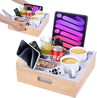 Soft Silicone Couch Cup Holder Tray with Handle