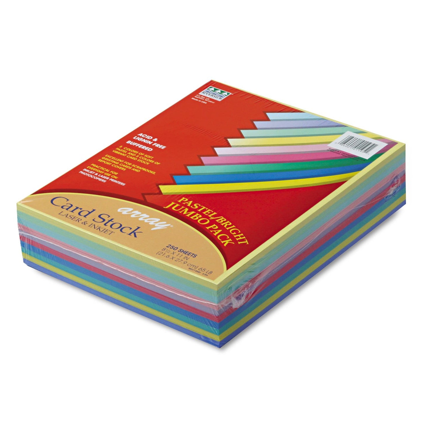 Pastel and Bright Card Stock Assortment, 10 Colors, 8.5" x 11", 250 Sheets