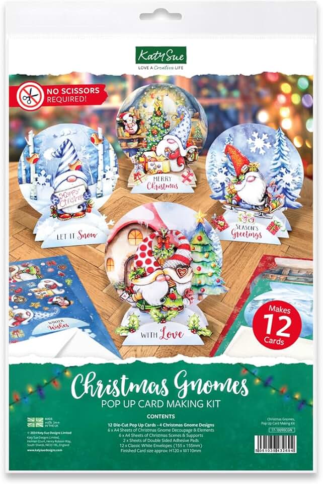Christmas Gnome Pop Up Card Making Kit for Adults