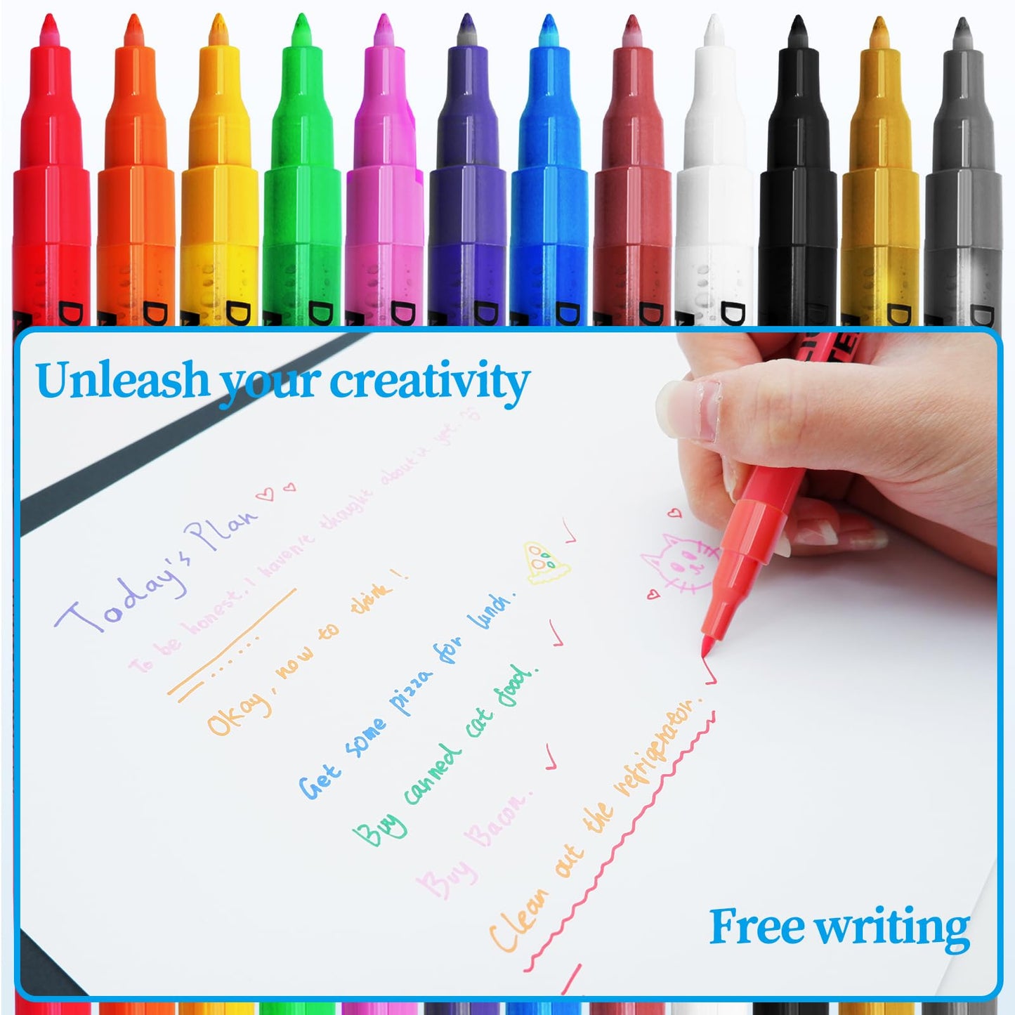12 Colors Acrylic Paint Pens Set 0.7mm Fine Tip
