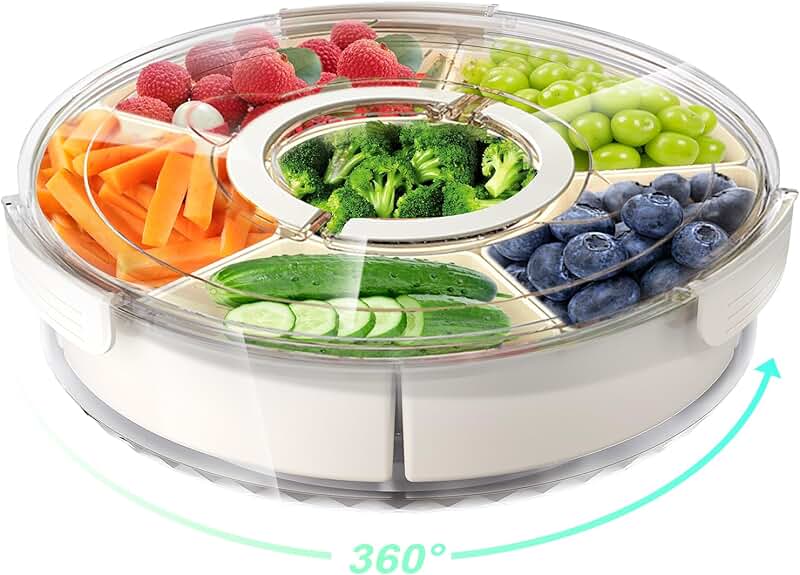 12-inch rotating serving tray with lid and handle
