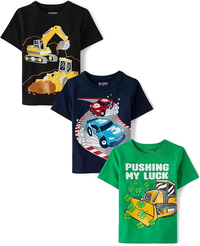 Baby boys' vehicle graphic T-shirts, 3-pack, 18-24 months