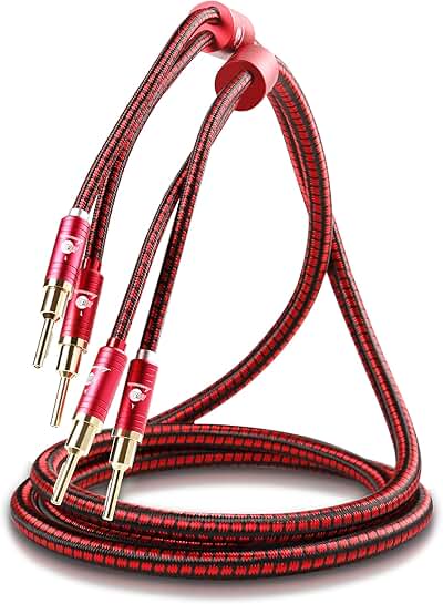 HiFi Speaker Cable, 4N Ultra-High-Purity OFC, 6.56ft, 2 Cables