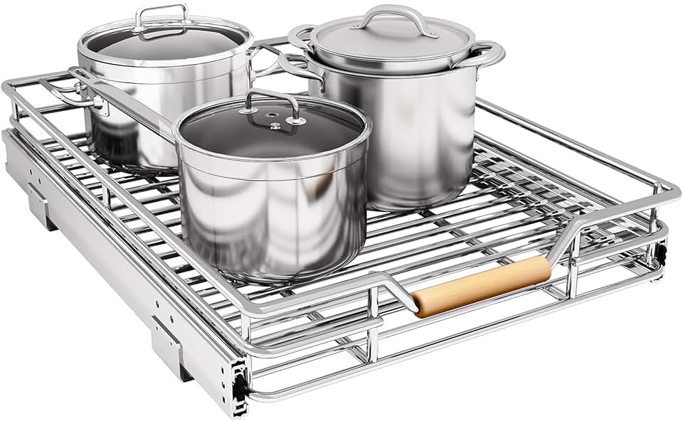 Chrome Pull-Out Cabinet Organizer, 15" x 21"
