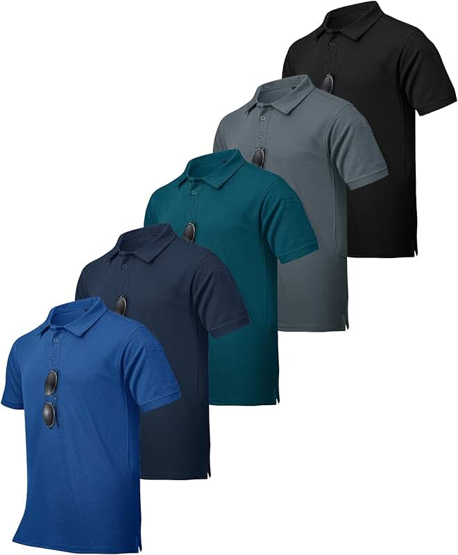 Set of five men's short-sleeve tactical polo shirts