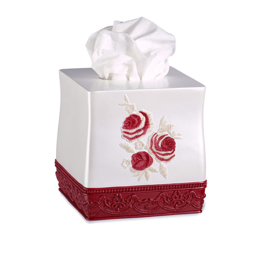 Blossom Rose, Tissue Box, Burgundy