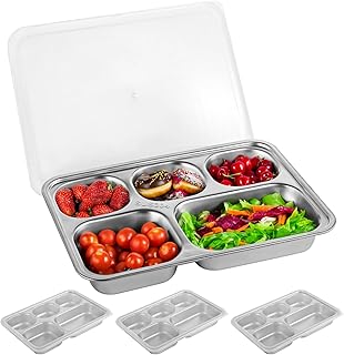 Set of three stainless steel snack containers with lids
