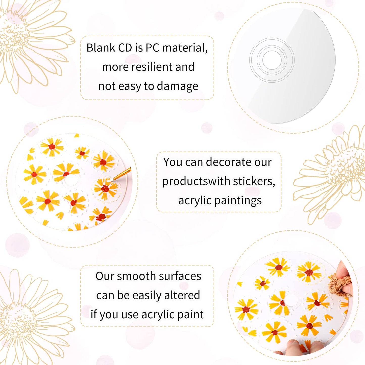 Clear CDs for Painting Blank CDs for Decoration DIY Aesthetic Wall Cd Room Decor Transparent Wall CDs Crafts Wall Decorations Party Supplies Painting Writing (50 Pieces)