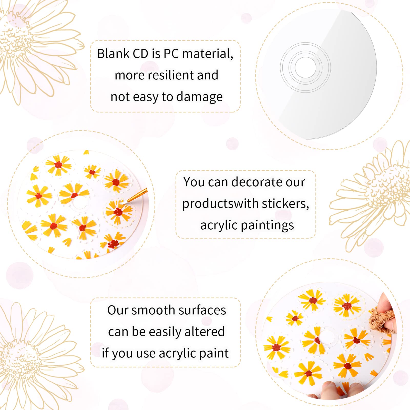Clear CDs for Painting Blank CDs for Decoration DIY Aesthetic Wall Cd Room Decor Transparent Wall CDs Crafts Wall Decorations Party Supplies Painting Writing (50 Pieces)