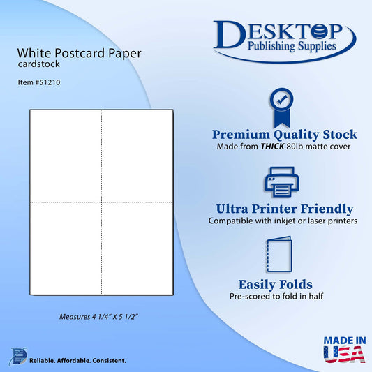 White heavyweight blank postcard paper, 250 sheets