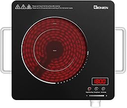 Portable 1-Burner Electric Cooktop with Timer and Safety Lock