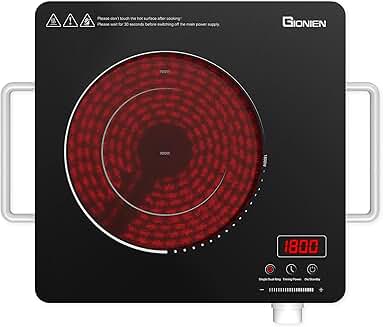 Portable 1-Burner Electric Cooktop with Timer and Safety Lock