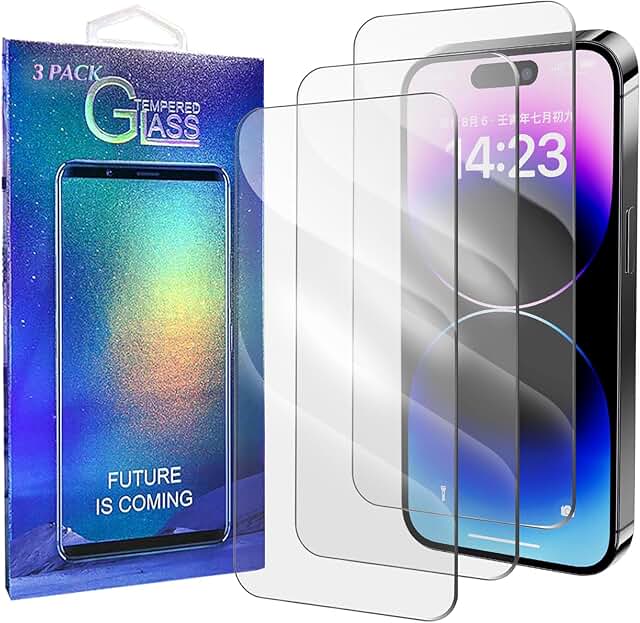 Three Clear Screen Protectors for iPhone 15/15 Pro
