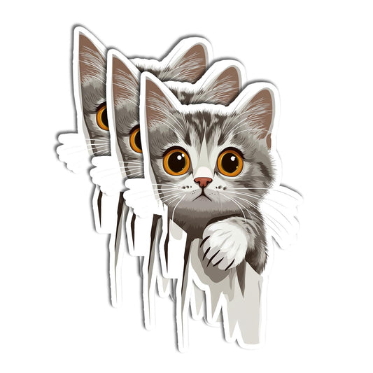 Set of three funny black cat stickers