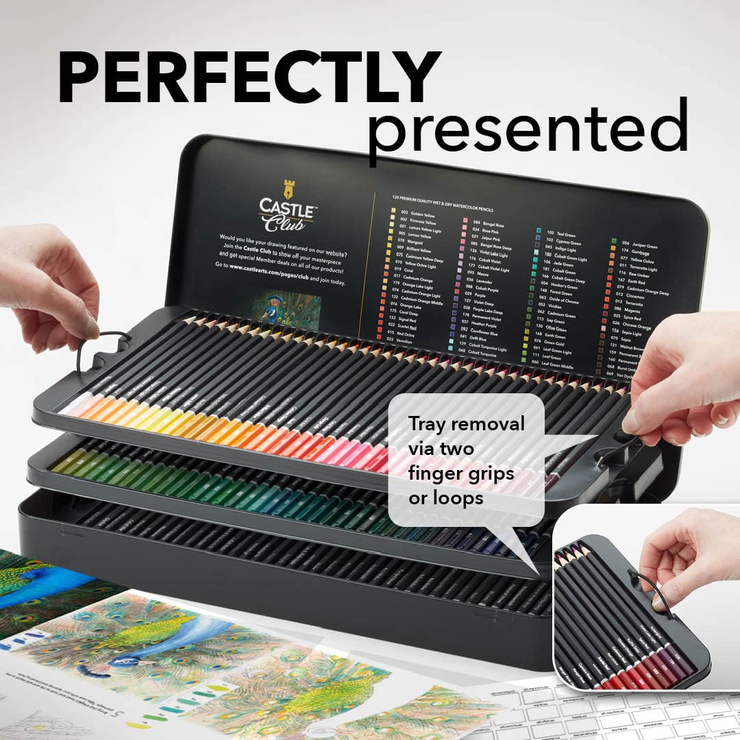 120 Watercolor Pencils Set with Presentation Tin