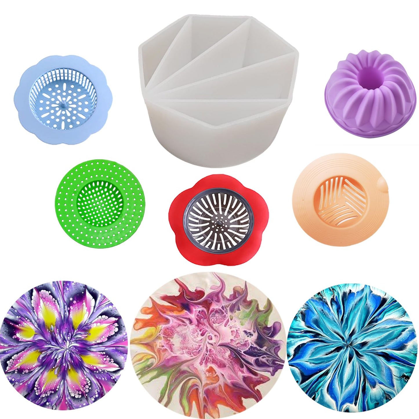 6Pcs Silicone Paint Pouring Cups Set for Art and DIY