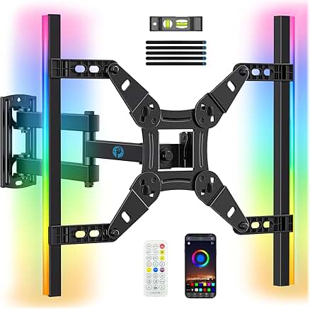 Full Motion Corner TV Wall Mount with LED Light
