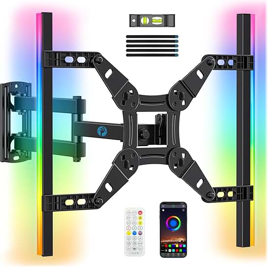 Full Motion Corner TV Wall Mount with LED Light