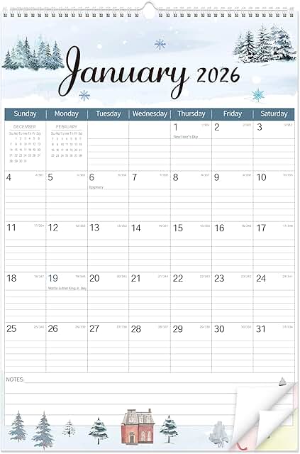 Large 2026-2027 Wall Calendar, 22"x15" Vertical Planner