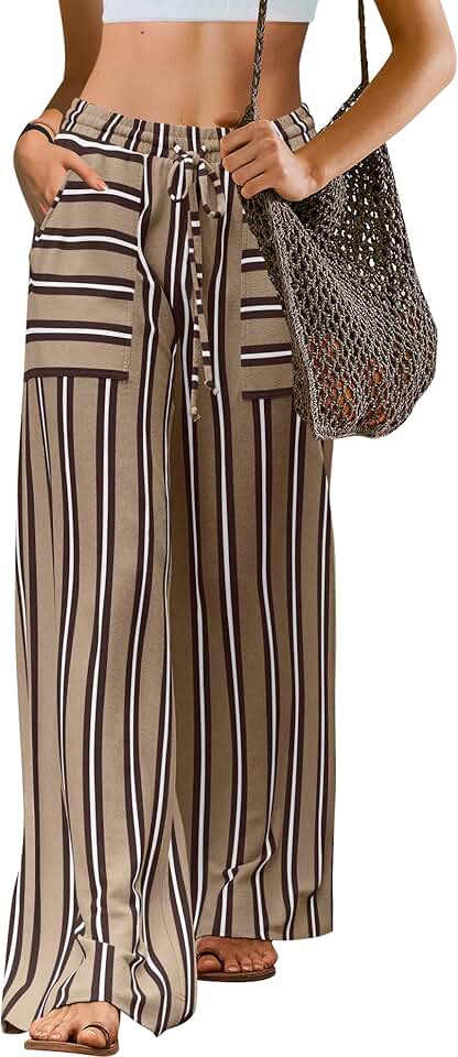 Women's Wide Leg Striped High Waist Lounge Pants