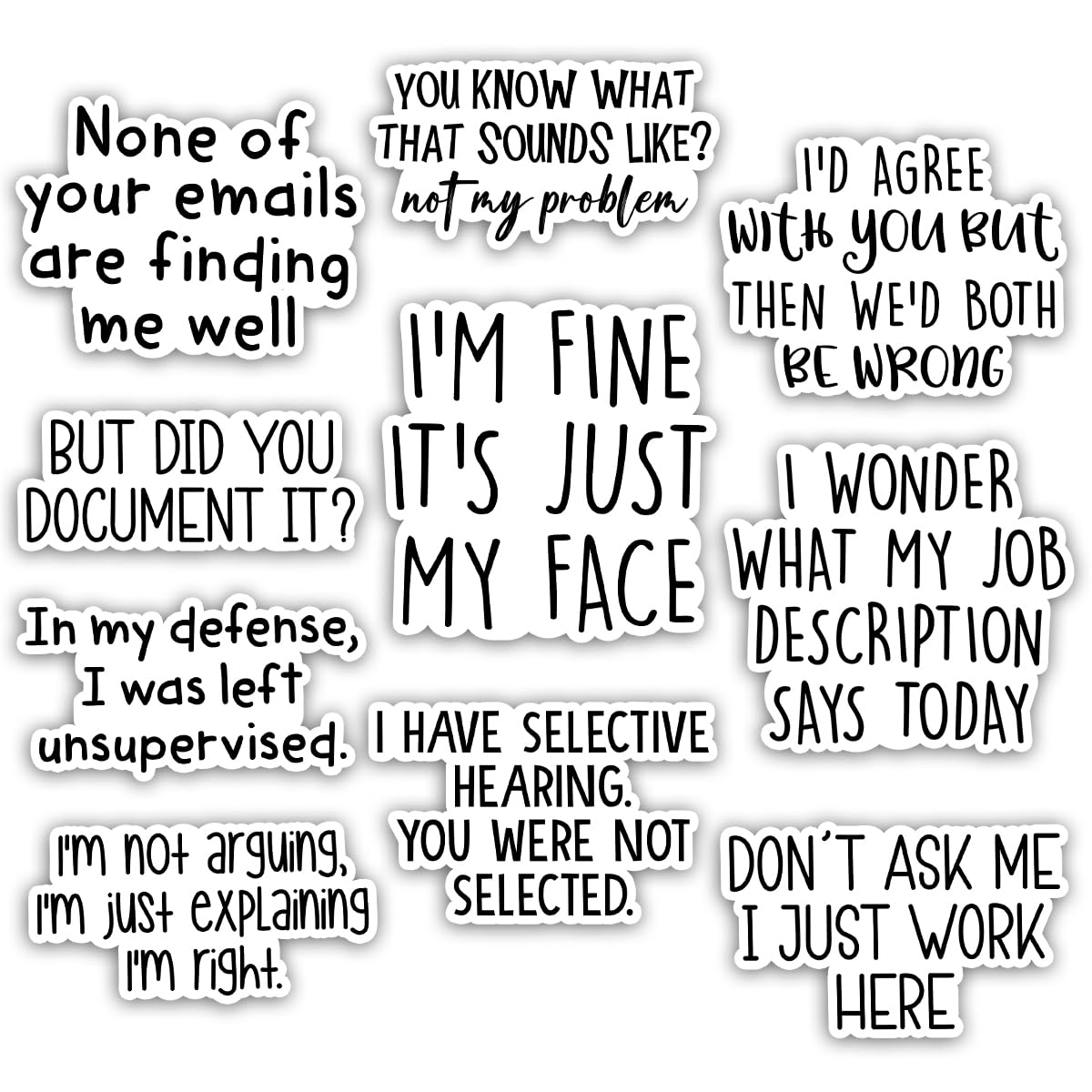 10-Pack Funny Office Humor Stickers for Laptop and Desk