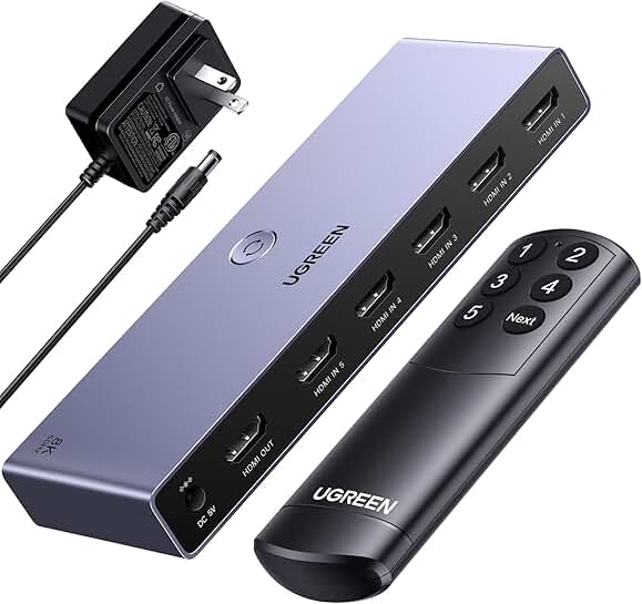 8K HDMI Switch 5 in 1 Out, 4K@240Hz, HDR10+