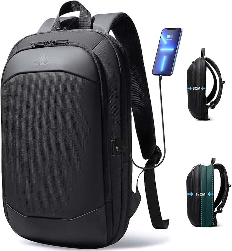 Slim waterproof 17-inch business backpack with USB port