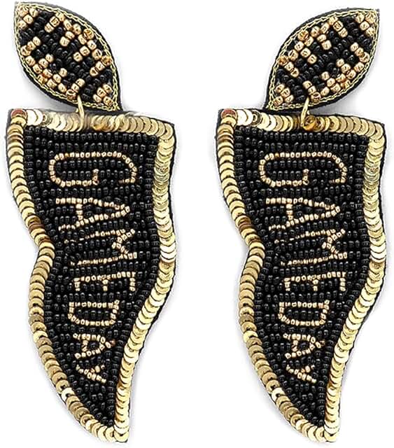 Beaded Gameday Flag Earrings for Football
