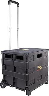Collapsible Rolling Cart with Seat, 80 lbs Capacity