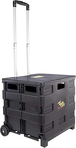 Collapsible Rolling Cart with Seat, 80 lbs Capacity