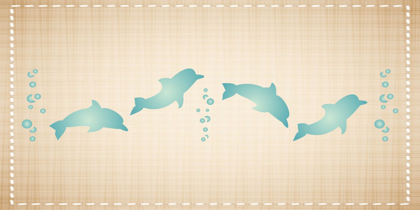 Dolphins Sea Ocean Nautical Border Stencil 6.5x1.25 inch
