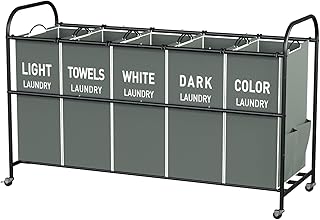 Five-Section Laundry Cart with Lockable Wheels