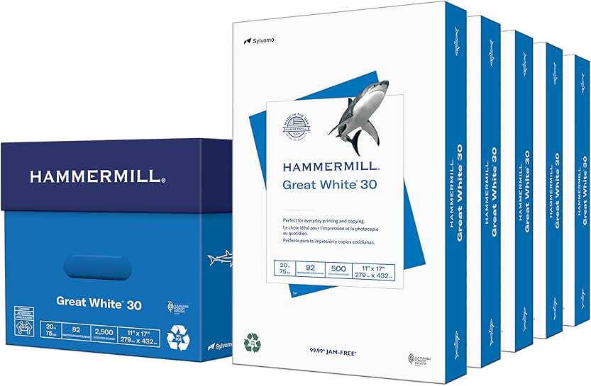 White 11x17 Recycled Printer Paper, 2,500 Sheets