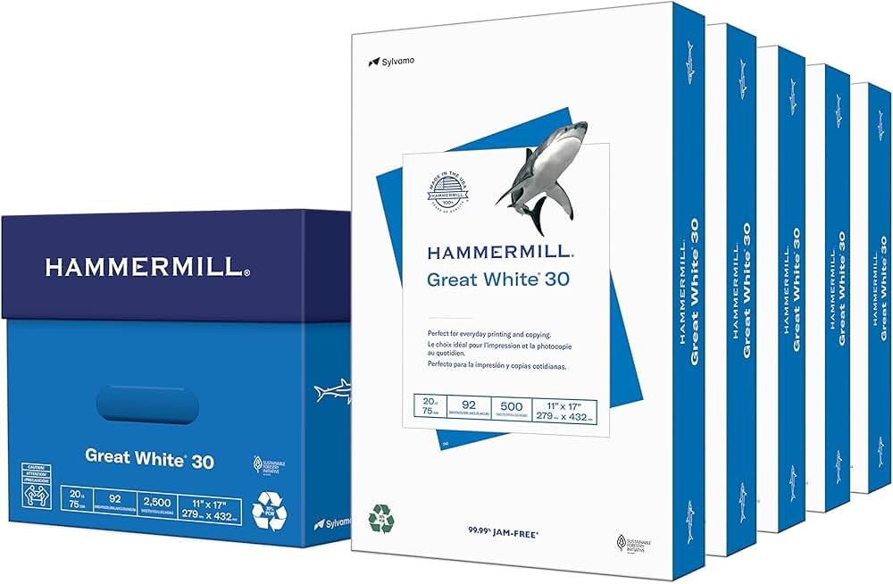 White 11x17 Recycled Printer Paper, 2,500 Sheets