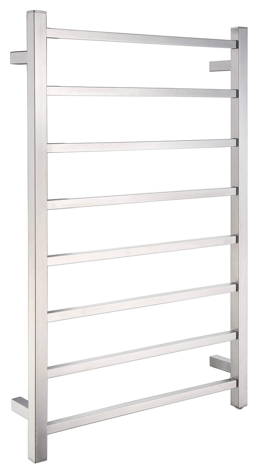 Bell 8-Bar Wall Mounted Towel Warmer in Polished Chrome  Energy Efficient 80W Electric Plug in Heated Towel Rack for Bathroom  Steel Towel Heater Rail On/Off Switch Drying Rack  TW-AZ026CH