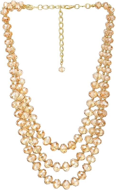 Three-strand Crystal Beads Waterfall Necklace