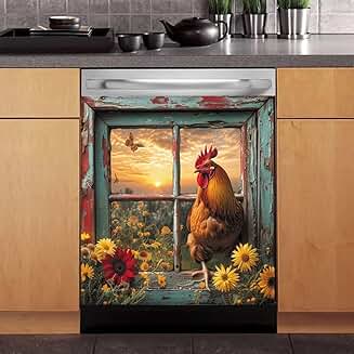 Country Chicken Magnet Cover for Dishwasher, 23x17