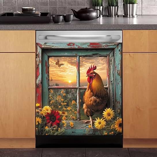 Country Chicken Magnet Cover for Dishwasher, 23x17