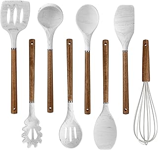 8-Piece Non-Stick Silicone Utensil Set with Wood Handles