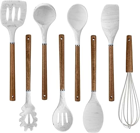 8-Piece Non-Stick Silicone Utensil Set with Wood Handles