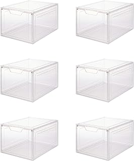 Six Clear Plastic Shoe Storage Boxes