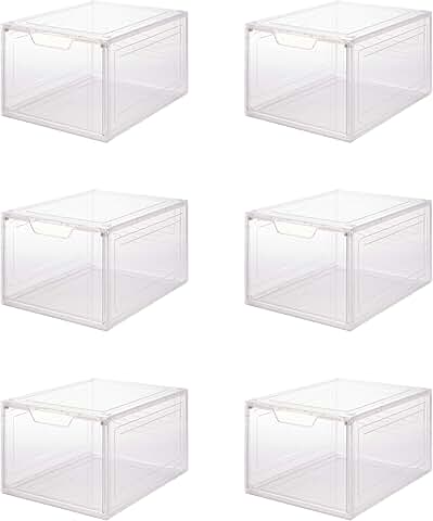 Six Clear Plastic Shoe Storage Boxes