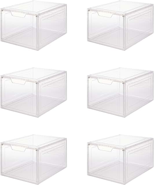 Six Clear Plastic Shoe Storage Boxes