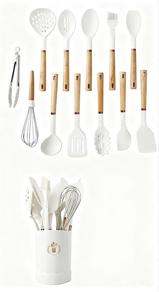 13-Piece Silicone Cooking Utensil Set with Heat-Resistant Handles