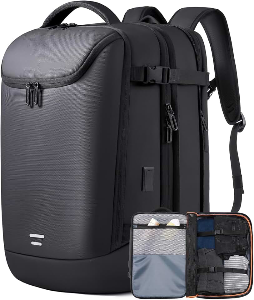50L Expandable Travel Carry-On Backpack with Laptop and USB Port