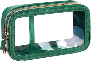 Black double-layer clear makeup bag with zipper