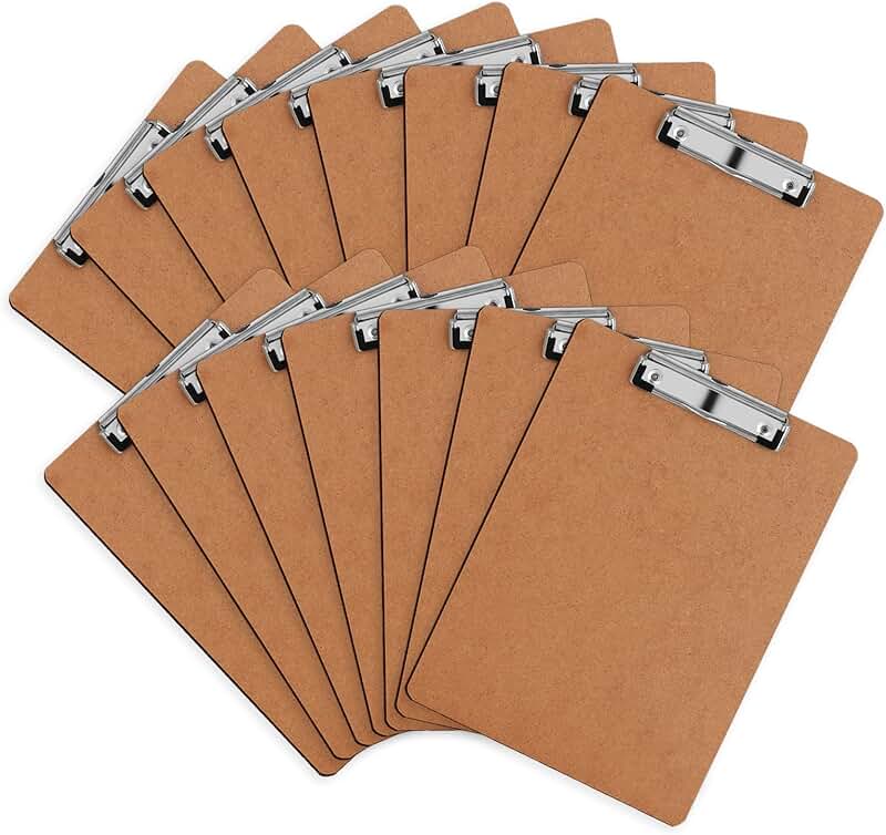 15 Pack Hardboard A4 Letter Size Office Clipboards