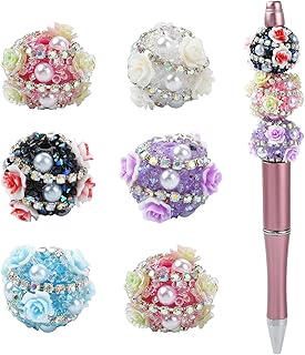 10 Rose Flower Beads with Rhinestones for Jewelry Making